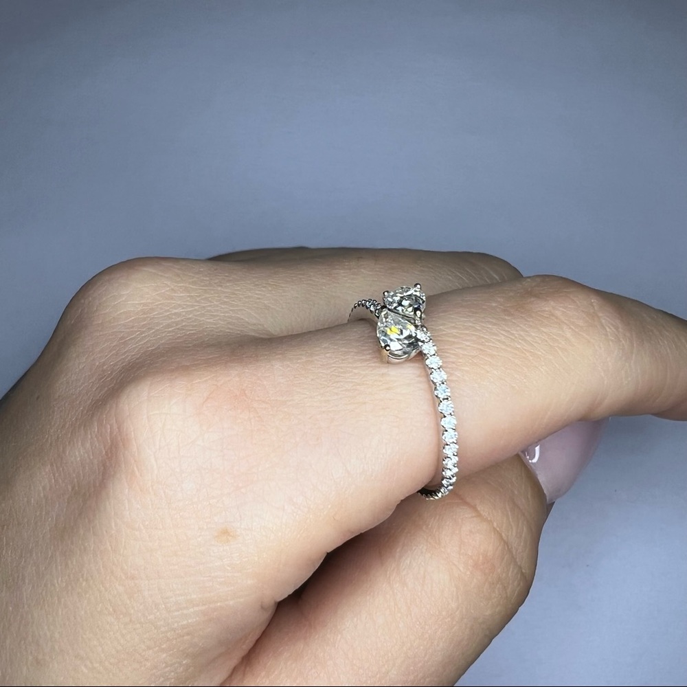 Toi Et Moi Ring, Solid Gold Pear Ring, Two Stone … - image 3